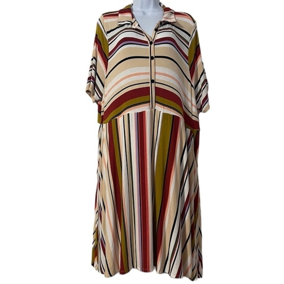 Torrid Super Soft Multi Stripe Collared Skater Dress Sz 3X Flowy Comfort - Picture 2 of 13